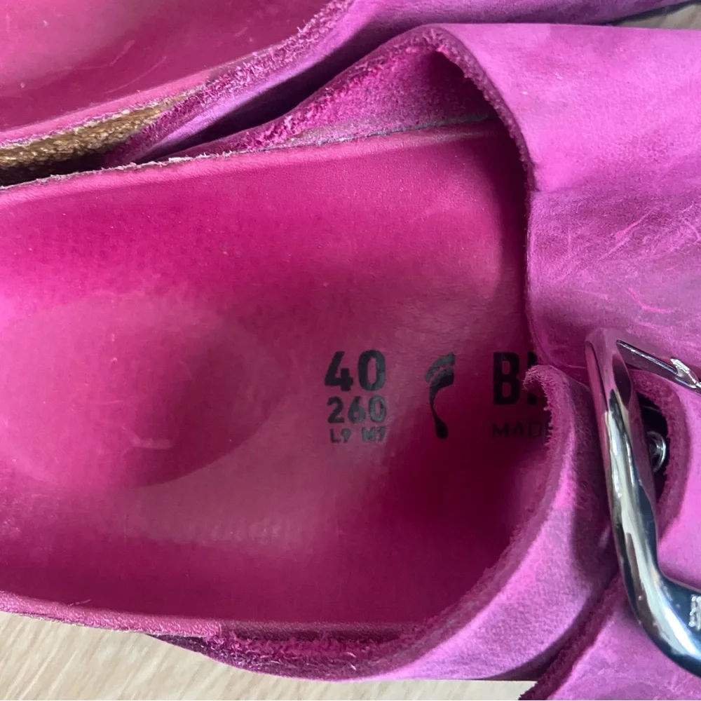 Birkenstock Arizona Big Buckle Festival Pink Fuchsia Oiled Leather Sz 40 Narrow - Picture 6 of 6